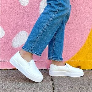⚡FINAL SALE! White Vegan Leather Platform Slip on Sneakers